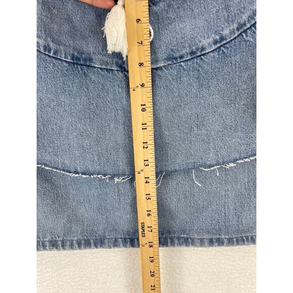 Levi’s Made & Crafted Denim Ruffle Top Women’s Size S Blue Chambray Blouse - Picture 5 of 9